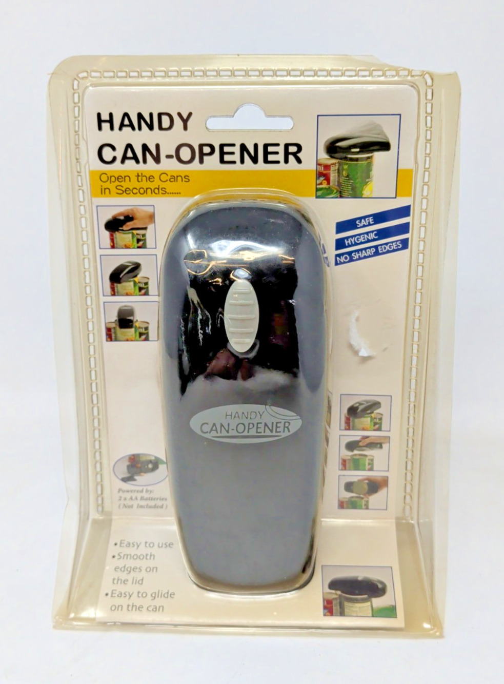 Handy Can-Opener Electric Automatic Smooth Edge Can Opener Black Gray Battery